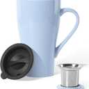 Tea Cup with Infuser and Lid, 18oz Large Steeper Mug, Ceramic Tea Infuser Mug with Silicone Lid, Teacup for Home, Office, Dishwasher & Microwave Safe (Lilac)