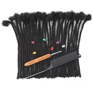 Loc Extensions Human Hair 6 Inch 0.4 cm Dreads Extensions for Men Women Short Dreadlock Extensions Real Human Hair Locs Extensions Natural Black Handmade Permanent Locs (0.4cm 1B 6 Inch 30 Strands)