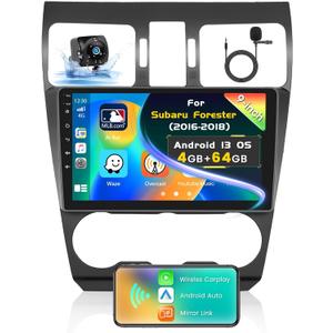 [4+64GB] Android 15 Car Stereo for Subaru Forester WRX Impreza 2013-2017 with Wireless Carplay Android Auto, 9 Inch HD Touchscreen Car Radio with WiFi GPS Bluetooth5.0 FM/RDS 32EQ SWC
