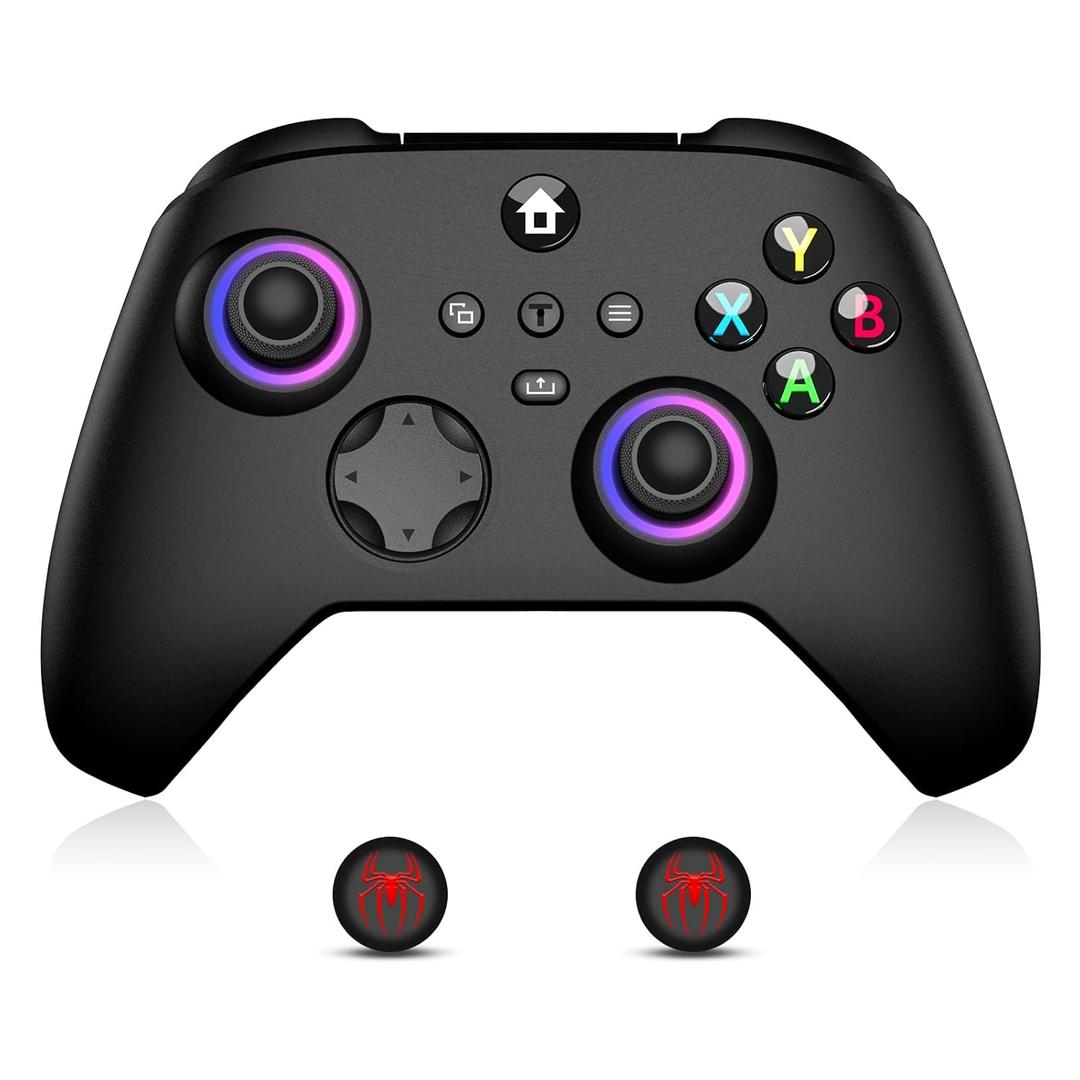 VidPPluing Controller for Xbox, Xbox One, Xbox One X|S, Xbox Series X|S, 2.4GHz Wireless Controller with RGB Light, Turbo Function and Motion Sensor, Thumb Caps Included - Black