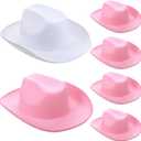 Hicarer 6pcs Pink Cowgirl Hats Bride Western Cowboy Hat for Girls or Women for Bachelorette Party, Wedding and Birthday