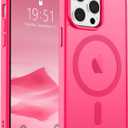 SUPFINE Magnetic for iPhone 14 Pro Case (Compatible with MagSafe) (Military Grade Drop Protection) Slim Translucent Matte Shockproof with Anti-Fingerprint Phone Case,Hot Pink