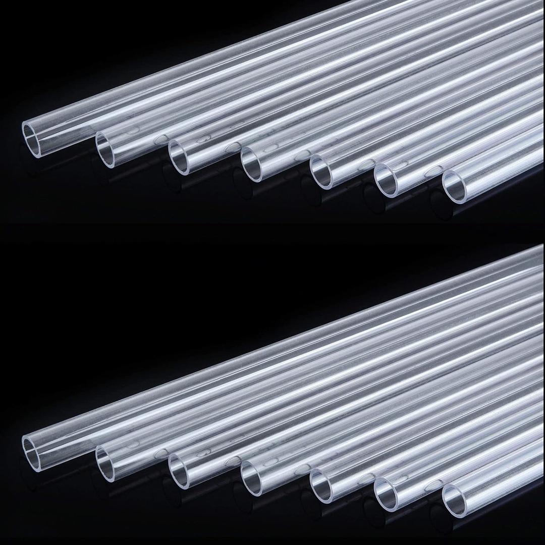 16PCS Rigid PETG Tube 12mm (1/2") OD x 1mm Wall Thickness, 12.5" Length Water Cooling Hard Tubes Rigid Round PC Tubing Unbreakable Polycarbonate Tubing DIY Clear Acrylic Tube