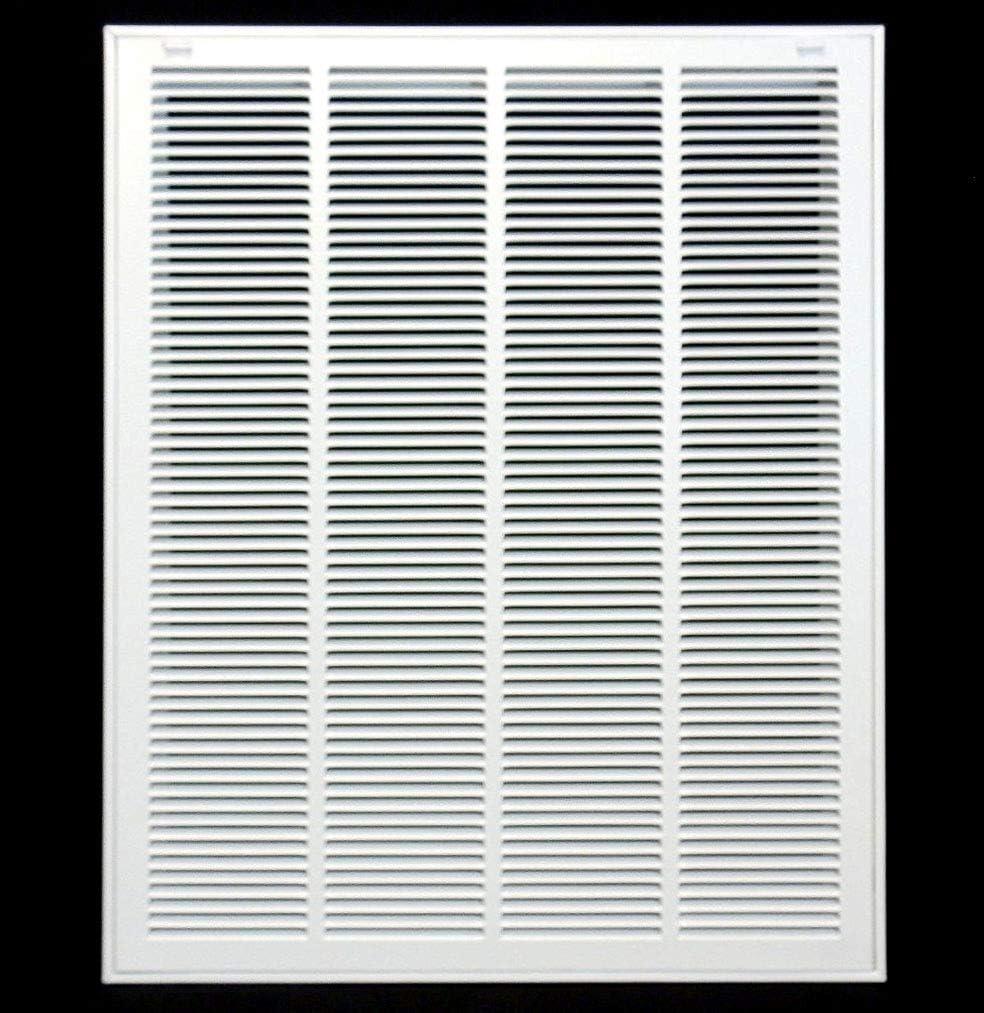 24" X 28" Steel Return Air Filter Grille for 1" Filter - Easy Plastic Tabs for Removable Face/Door - HVAC Duct Cover - Flat Stamped Face -White [Outer Dimensions: 26.5w X 30.5h]