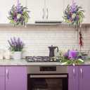 6 Pcs Mini Lavender Candle Rings Wreaths Purple Daisy Pillar Holder Small Wreath Artificial Wild Flower Spring Summer Floral Wreath for Farmhouse Porch Front Door Cabinets Table Decoration