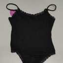 Avidlove Women Square Neck Lace Bodysuit Sleeveless Spaghetti Strap Tank Top Body Suits (Small, Black)