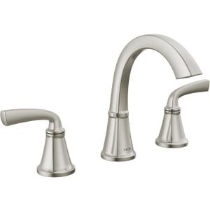 Delta Geist Brushed Nickel Bathroom Faucet 3 Hole, 8 Inch Widespread Bathroom Sink Faucet for Vanity, Push-Pop Drain Assembly, SpotShield Brushed Nickel 35864LF-SP