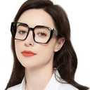 MARE AZZURO Oversized Square Reading Glasses Women Trendy Large Readers 1.0 1.25 1.5 1.75 2.0 2.25 2.5 2.75 3.0 3.5 (Black)