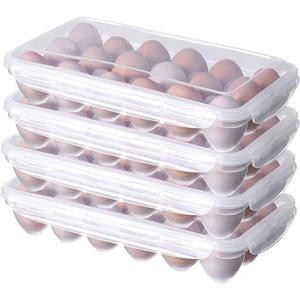 XBY-US 4 Pack Covered Egg Holders,Egg Holder For Refrigerator,travel egg Storage Container,Plastic Refrigerator Egg Trays,camping egg box,Deviled Egg Tray Carrier with Lid Fits 18X4 Eggs(72 Eggs)