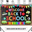 2 x Back To School Backdrop 72x44 Inch Welcome Back To School Decorations Banner First Day of School Banner with 4 Grommets Classroom Poster Bulletin Board Supplies with 19.68 Ft Rope