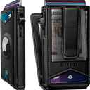 Airtag Wallet for Men Money Clip 9-Card Pop-Up Credit Card Holder with ID Window RFID Blocking Metal Case Magnetic Closure Front Pocket Wallet Gift Box | with Money Clip, Gift Boxed, Slim, RFID Blocking, Pop-up Card Case, Flip (Black)