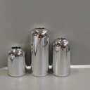 WGVI Silver 1 Set of Cylindrical Bud Vase Cylinders, 3 Different Heights, 3.5", 5.5", 8", Glass Floral Centerpiece Display for Wedding Party Table Spread Home Décor