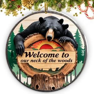 Black Bear Christmas Tree Ornament 2024 Keepsake Decorations for Christmas Tree, Black Bear Gift for Party Indoors Farmhouse Home Holiday (One Size)