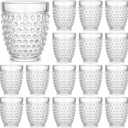 Tanlade Set of 16 Hobnail Drinking Glasses, 10.2 oz Vintage Drinking Glasses Acrylic Wine Cups Old Fashioned Cup Drinkware Glassware Cups for Water Beverage Juice Drink Beer Cocktail Soda