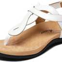 Athlefit Women's Orthopedic Arch Support Sandals Comfortable Thong T-Strap Orthotic Casual Flat Sandals, Size: 6
