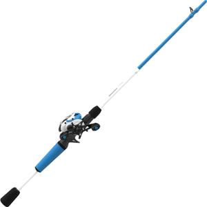 Zebco Roam Baitcast Reel and Fishing Rod Combo, 6-Foot 6-Inch 2-Piece Fiberglass Fishing Pole with Split-Grip MaxTac Rod Handle, Lightweight Graphite Frame, Right-Hand Retrieve, Size 100 Reel