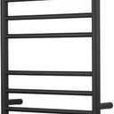 Electric Heated Towel Warmer with Timer & Temperature Control- Wall Mounted Bathroom Towel Rack, Plug-in Design & Brushed Stainless Steel Finish (Black with Timer, 8 Bar)