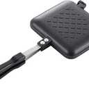 Yoshikawa SJ2408 Hot Sand Maker, For Gas Fire, Crispy, Single Fluorine Processed, Tanned Grill, Total Width 5.9 x Length 13.8 x Height 1.3 inches (15 x 35 x 3.2 cm), Black, Outdoor Camping