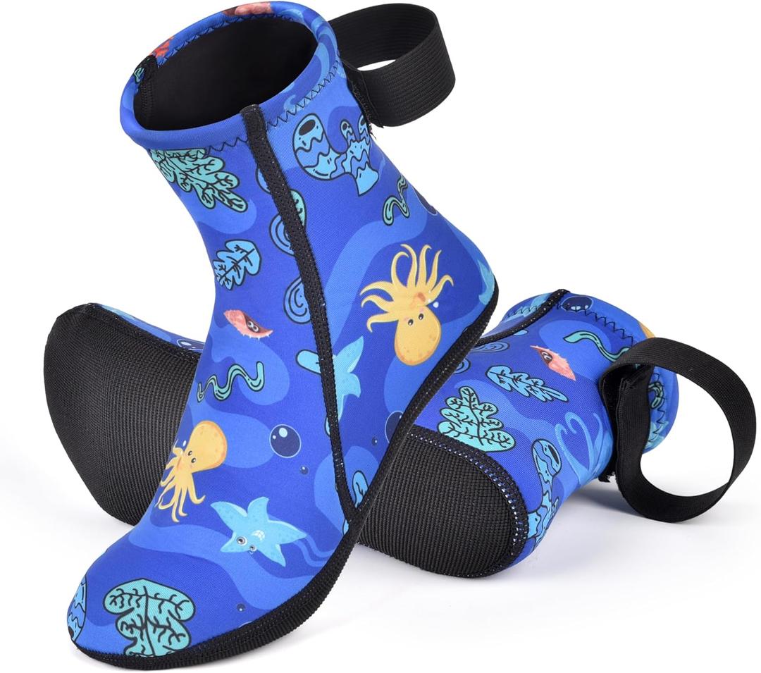 3mm Neoprene Wetsuit Socks, Kids Water Socks Keep Warm Toddler Anti-Slip Anti-Scald Swimming Sock for Water Sports Diving Snorkeling Size 9-10 Toddler