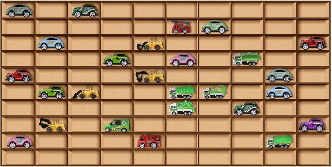 Menkxi 1 Pcs 110 Space Toy Car Display Case Wooden Wheels Shelf Wall Mounted Toy Car Storage Display Shelf Birthday Gift for Collectibles, Figurines, Shot Glasses