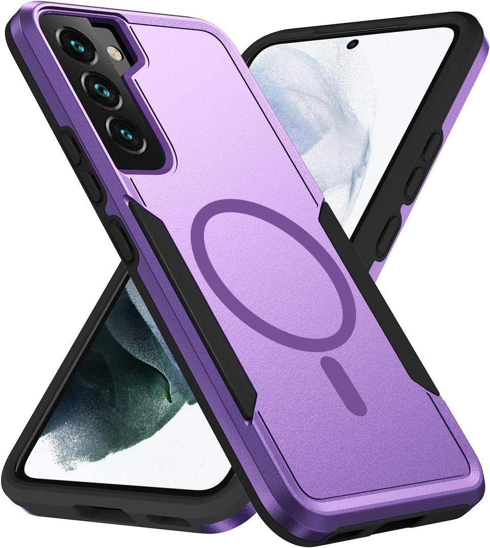 for Samsung Galaxy S22 Case,[Compatible with Magsafe] [Military Grade Drop Tested] Dual Layer Shockproof Magnetic Tough Rugged Protective Phone Case -6.1 inch (Purple)