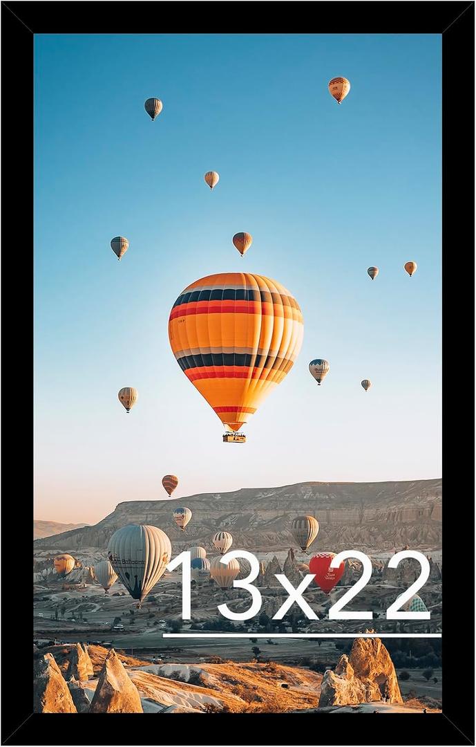JCJMY 13x22 Picture Frame Black for Poster Photo Picture, Horizontal and Vertical Formats for Wall Hanging, 13 x 22 Wall Gallery Poster Photo Frame for 13 by 22 Photos Posters, Black