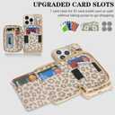 Cavor for iPhone 14 Pro Max Wallet Case with Card Holder for Women Men, for iPhone 14 Pro Max Case with Strap, Crossbody Lanyard Phone Case, Magnetic Detachable Compatible with Magsafe-Beige Leopard
