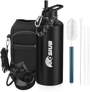 OSIUB Insulated Water Bottle 87 oz, Triple Wall Vacuum Stainless Steel(Cold for 48 Hrs), Leak Proof & BPA-Free, Half Gallon Water Bottle with Reflective Paracord & Flip Straw for Sports & Travel