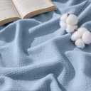 Bedsure GentleSoft 100% Cotton Blanket Twin XL Size for Bed - Cooling Breathable and Lightweight, Soft Cozy Textured Herringbone Woven Summer Blanket for College Dorm, Light Blue, 66x90 inches