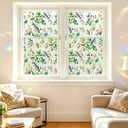 4 x Coavas Stained Glass Window Film, Rainbow Privacy Window Cling, Anti UV Static Cling No Adhesive Decorative Tint, Renter Friendly for Home Bathroom Door Kitchen (Bird Florals, 17.5 x 78.7 inch)