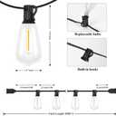 Brightever Outdoor String Lights 200FT Waterproof, Patio String Lights for Outside with 100+4 ST38 Shatterproof LED Filament Bulbs, Dimmable Hanging Lights for Christmas, Party, Cafe (2-Pack 100FT)