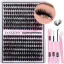 FANXITON Lash Clusters with Lash Bond and Seal Sweatproof, 10-18 mm D Volume Lash Extension Kit 280 pcs Individual Lashes Lash Clusters Kit and Tweezers Thick DIY Eyelash Extension Kit