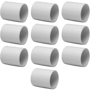 10PCS 3/4" PVC Pipe Fitting Coupling Connector Adapter Slip (Socket x Socket) Schedule 40 White Color