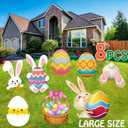 Easter Yard Signs Decorations Outdoor, 8 Pack Large Happy Easter Bunny Eggs Yard Signs with Stakes for Garden Lawn Decor Spring