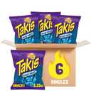 Takis Blue Heat 6 pc / 3.25 oz Snack Size Case, Hot Chili Pepper Flavored Extreme Spicy Rolled Tortilla Chips (EXP 08/20/26)