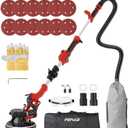 POPULO Drywall Sander, 810W 7A Electric Drywall Sander with Vacuum Attachment, Variable Speed 900-1,800RPM Power Wall Sander with 12 Pcs Sanding discs, LED Light, Dust Hose, and Extension Handle