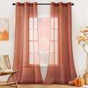MIULEE Solid Color Sheer Curtains 96 Inches Long 2 Panels Set - Fall Terracotta Rust Lightweight Grommet Light Filtering Window Voile Drapes/Treatment for Bedroom Living Room W42 x L96, Burnt Orange