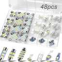 48Pcs Led Interior Car Lights Kit, 6500K White Interior Bulbs Replacement (194 T10 DE3175 W5W 168 578 2825 T5 31mm 36mm 41mm), Dome Map Dash Door Trunk License Plate Lights for Cars Trucks RVs