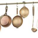 ROTHLEY Hanging Pot Rack Hanger: 39.4 Inch Stainless Steel Pot and Pan Hanger Pot Rack Wall Mounted Hanging Pots and Pans Rack Pot Hangers for Kitchen Wall Kitchen Rail with Hooks (Antique Brass)