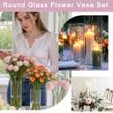 6/8/10 Inch Tall Glass Cylinder Vases Set, Candle Holders & Wedding Centerpiece for Home Table Decor, 3 PCS Elegant Clear Flower Vase for Bouquet, Housewarming Gifts