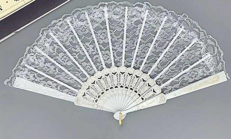 29 Pieces Rose Lace Floral Hand Fans Retro Elegant Chinese Folding Fan White Vintage Bridal Handheld Dancing Fan Props for Wedding Party Church Ladies Favors (Gold)