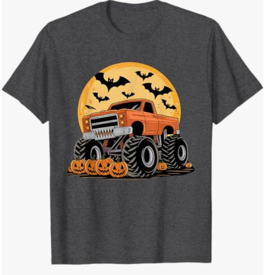 Halloween Shirts for Kids Boys Monster Truck Pumpkins T-Shirt Small