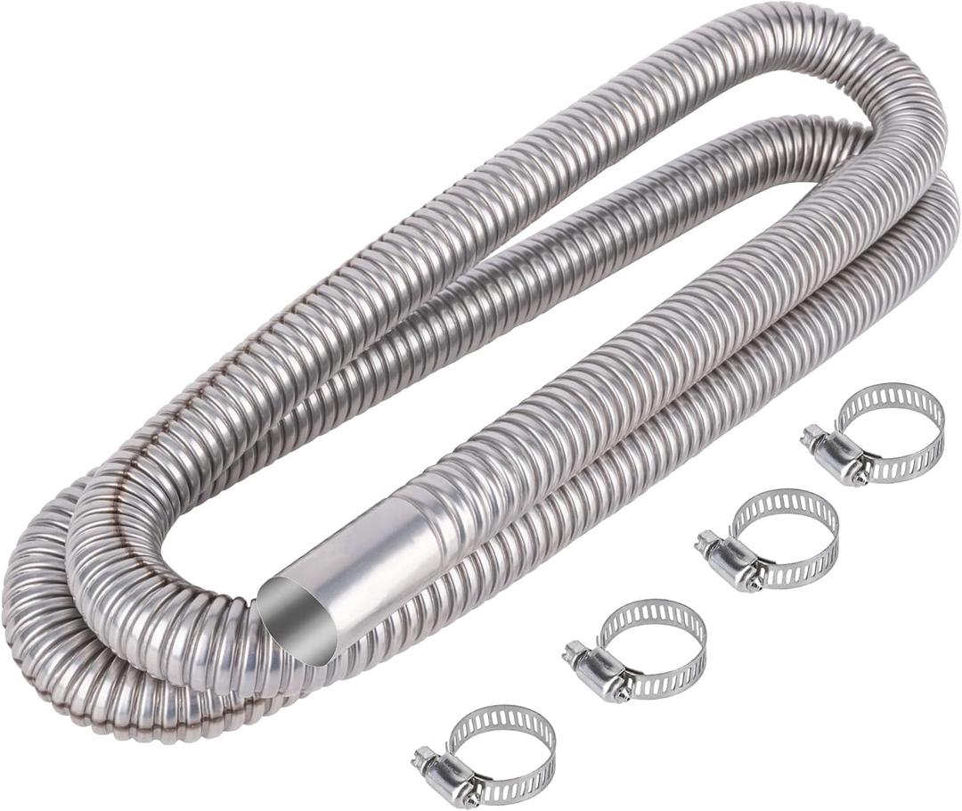 Stainless Steel Exhaust Hose, Fuel Tank Diesel Gas Vent Hose Length 78.7 Inches Flexible Exhaust Tubing Diesel Heater Exhaust Pipe, 2.5cm/ 1 In Inner Diameter Air Heater Exhaust Pipe