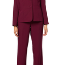 Le Suit Women's One Button Long Sleeve Jacket & Fly Front Slim Pant Maroon Size 4