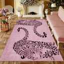 OJIA Leopard Print 5x7 Area Rugs for Living Room, Soft Washable Rugs for Bedroom Ultra-Thin Non-Slip Moden Pink Rug, Stain Resistant Nursery Rug Carpet for Kids Playroom Classroom Dining Room