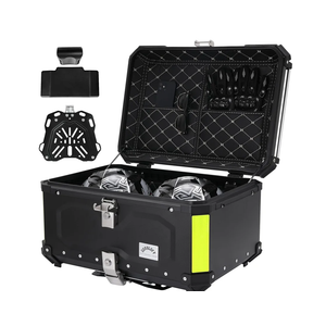 Motorcycle Top Case, 65L Aluminum Motorcycle Top Box with Anti-Theft Lock System, Waterproof, Dustproof, Easy Installation with Universal Bracket, Back Cushion Included, Black, GBTC-65BL