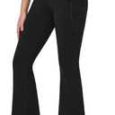 baleaf Girls' Flare Leggings Cross High Waisted Bootcut Yoga Dance Pants Kids Bell Bottoms Leggings with Pockets (Black, S)