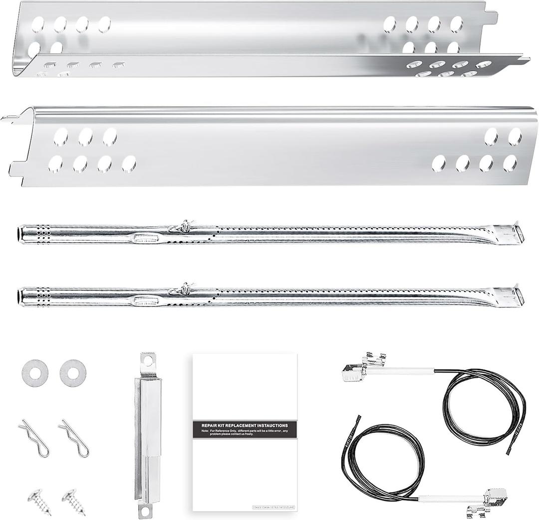 Hisencn Gas Grill Parts for Charbroil Grill Performance 463673519 463625217 463625219 463673517 463673017 463347519 463275517 463244819, 470-5200-W1, G470-0004-W1, Heat Plates Burner Tube 2 Burner