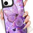 Fiyart Designed for iPhone 16 Plus Case,Cute 3D Glossy Butterflies for Women Girls Hard Shell Durable Shockproof Luxury Aesthetic TPU Phone Bumper 6.7"-Purple