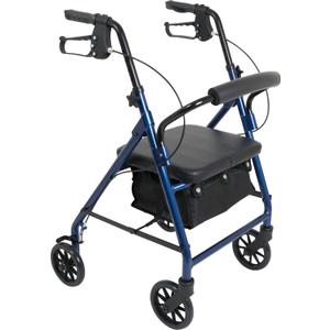 Probasics Junior Aluminum Rollator with 6 Inch Wheels, 250 Pound Weight Capacity, Blue